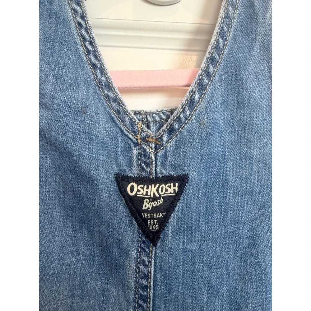 2.OshKosh Bgosh Kids 5T Blue Denim Shortalls Vestbak Overalls Medium Wash